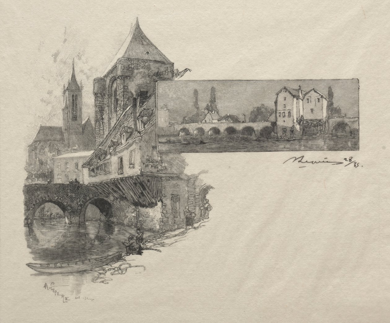 Moret - The tan mill. av Auguste Louis Lepère