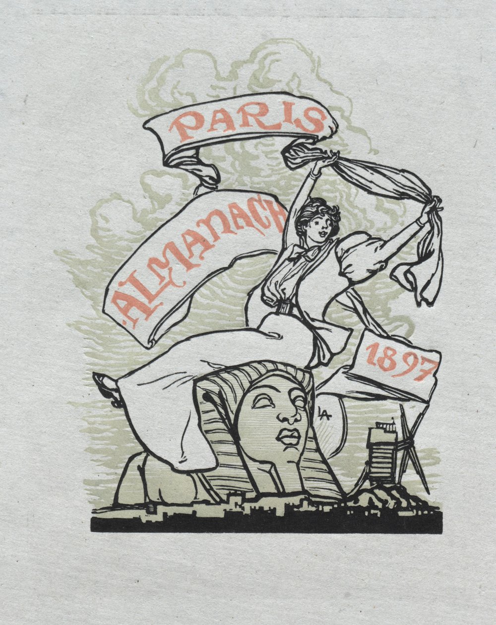 Paris Almanac, 1897: Bakside, 1897. av Auguste Louis Lepère