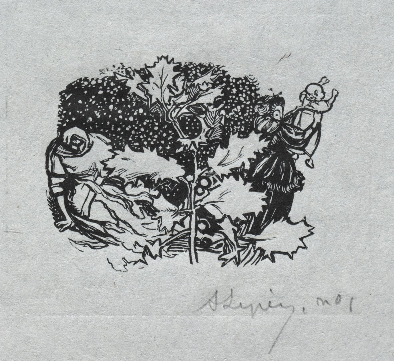 Paris-almanakk, 1897: Halestykke, vinter, 1897. av Auguste Louis Lepère