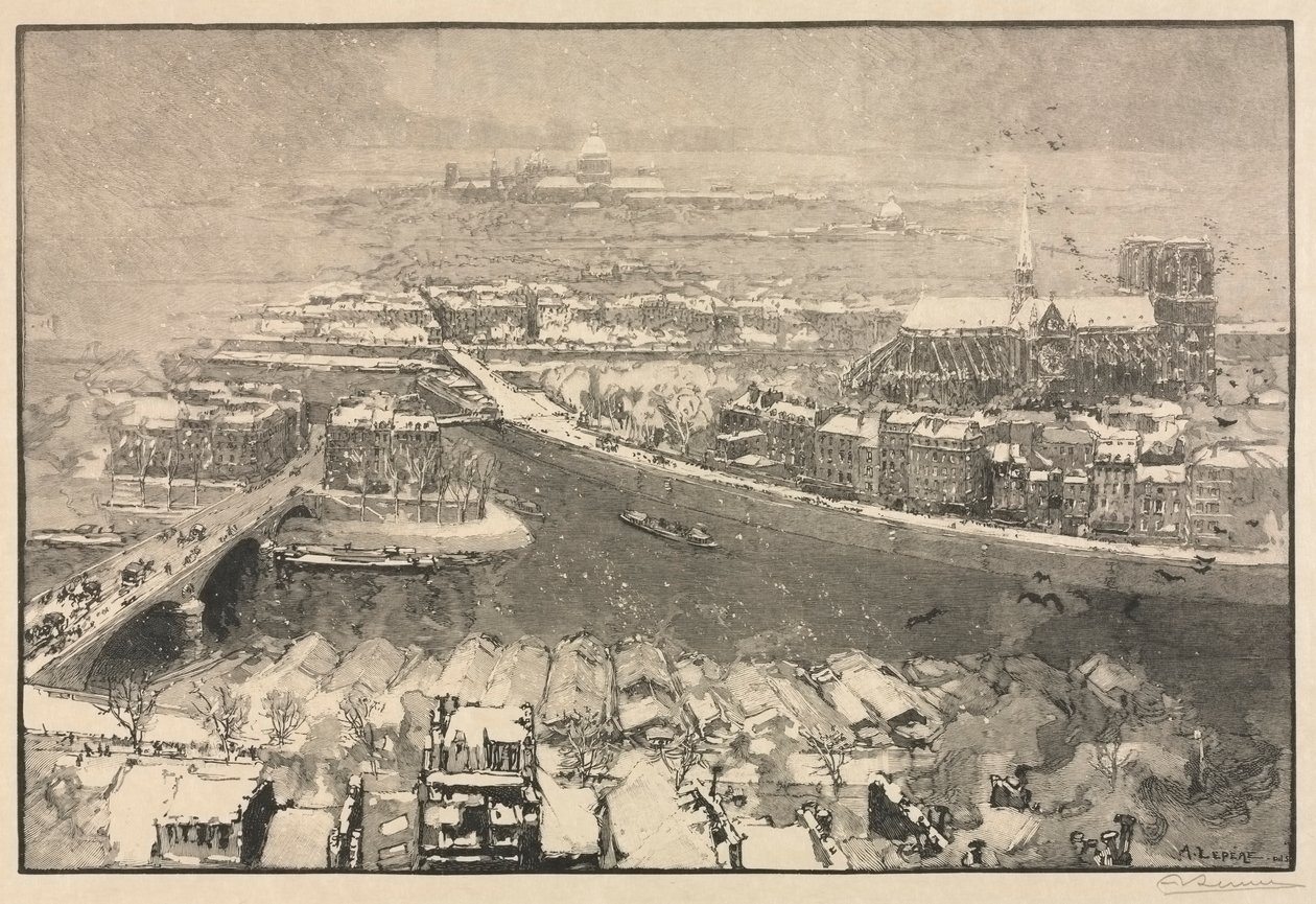 Paris under snø av Auguste Louis Lepère