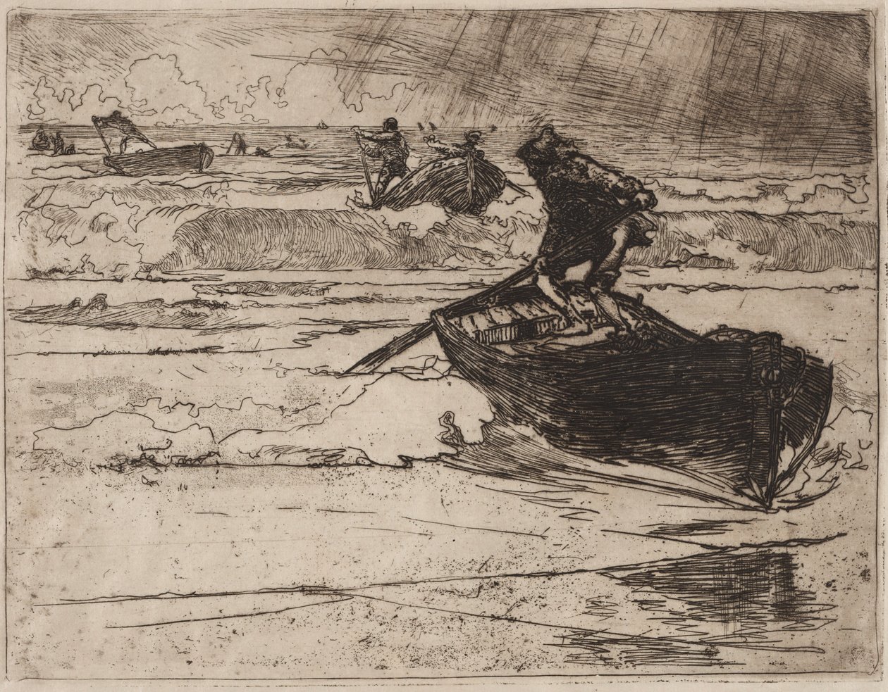 Fiskere på flukt før stormen, 1892. av Auguste Louis Lepère