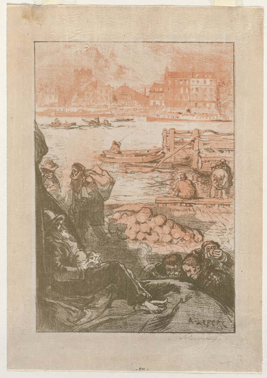 [Bønder ved en brygge, Paris] av Auguste Louis Lepère
