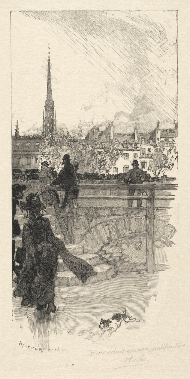 Quai des Grands Augustins, Paris. av Auguste Louis Lepère