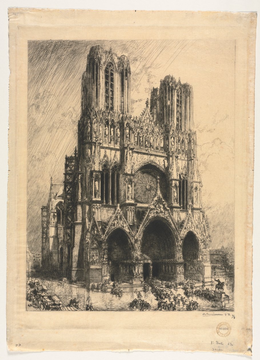 Reims katedral. av Auguste Louis Lepère