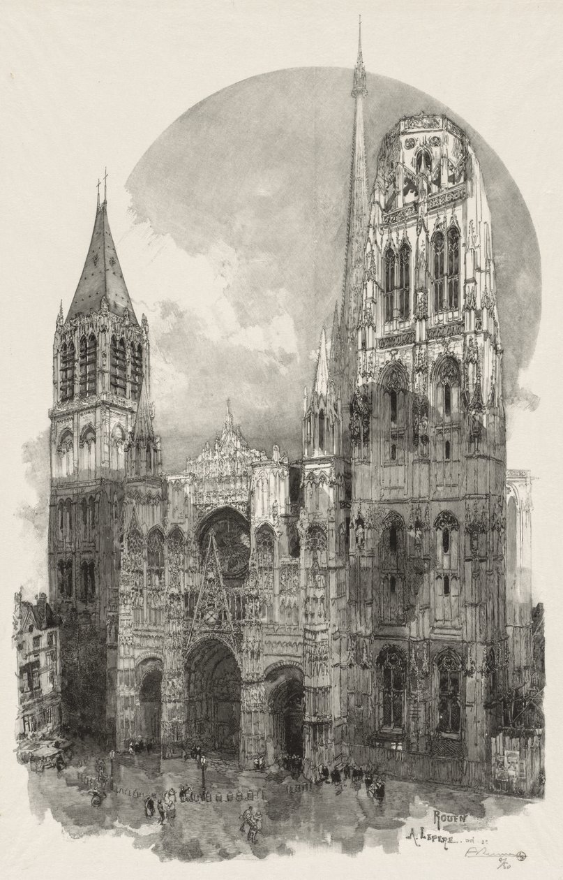 Illustrert Rouen: Katedralen i Rouen av Auguste Louis Lepère