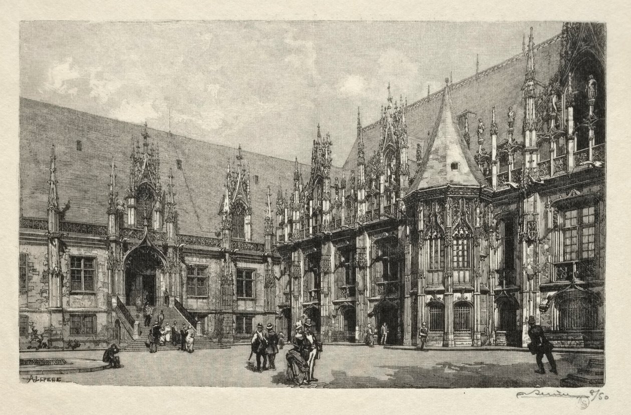 Illustrert Rouen: The Palace of Justice av Auguste Louis Lepère