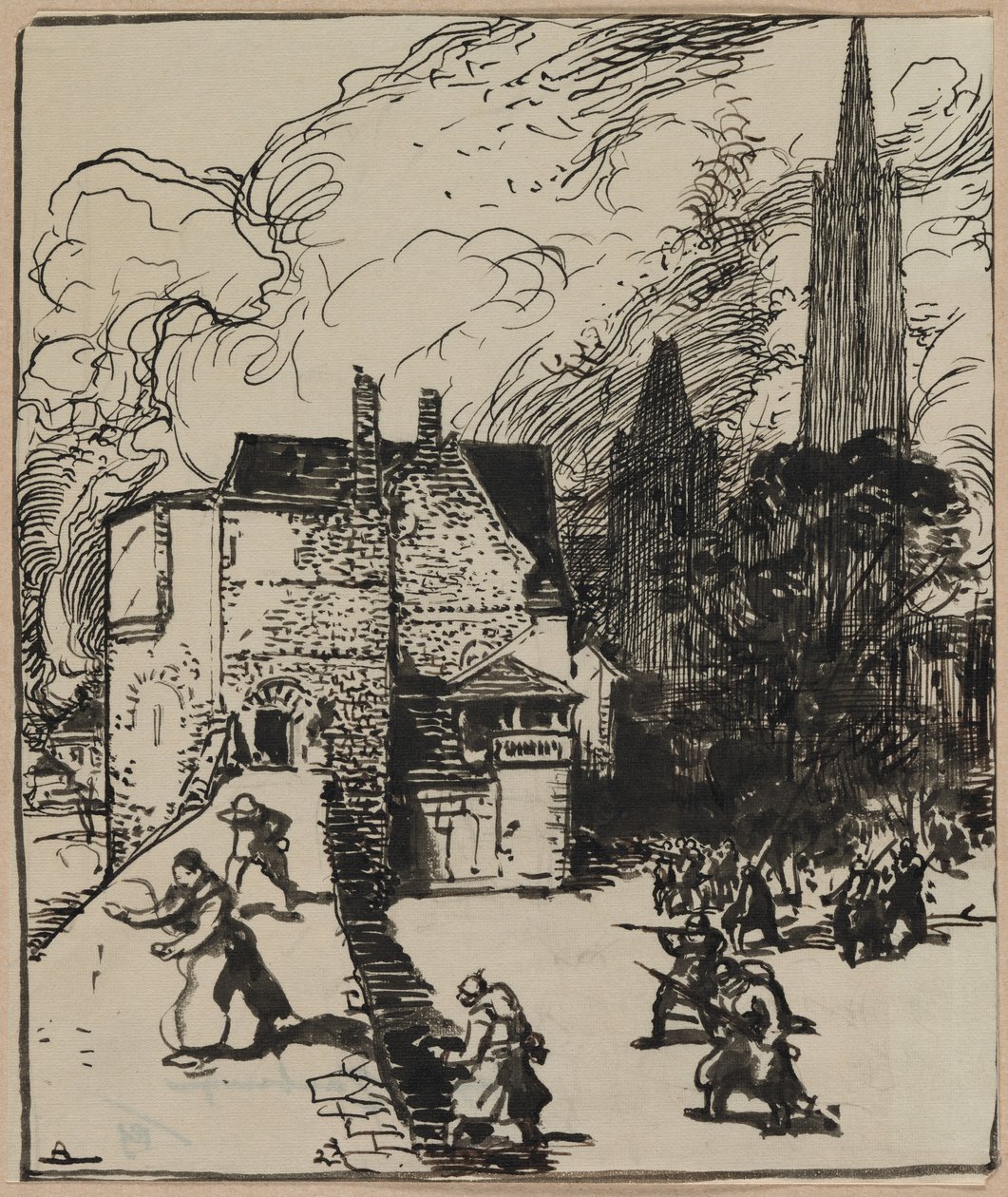 Beleiring av Maubeuge, 1914. av Auguste Louis Lepère