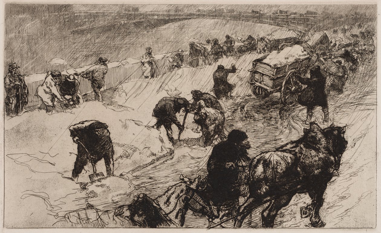 Snøballkamp: Flower Quay av Auguste Louis Lepère