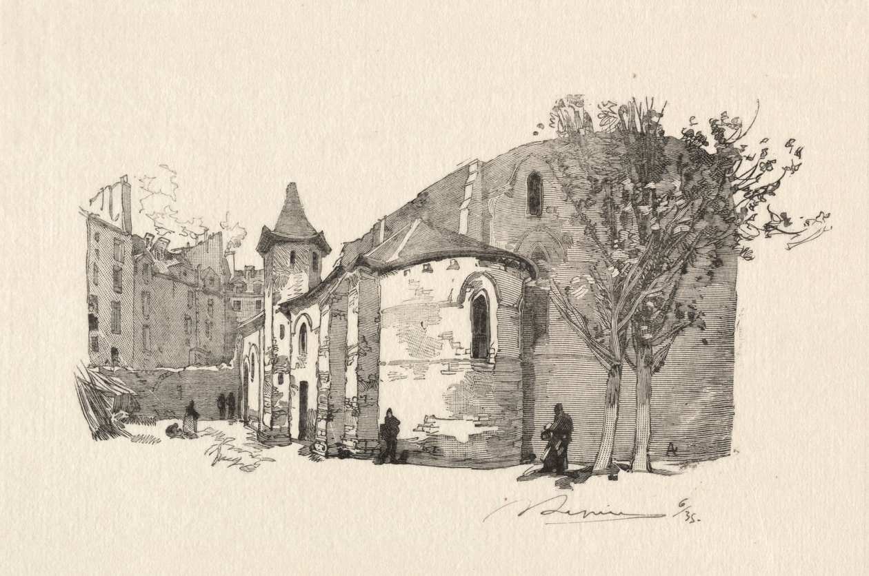 St. Julien le Vauvre, Utvendig utsikt. av Auguste Louis Lepère
