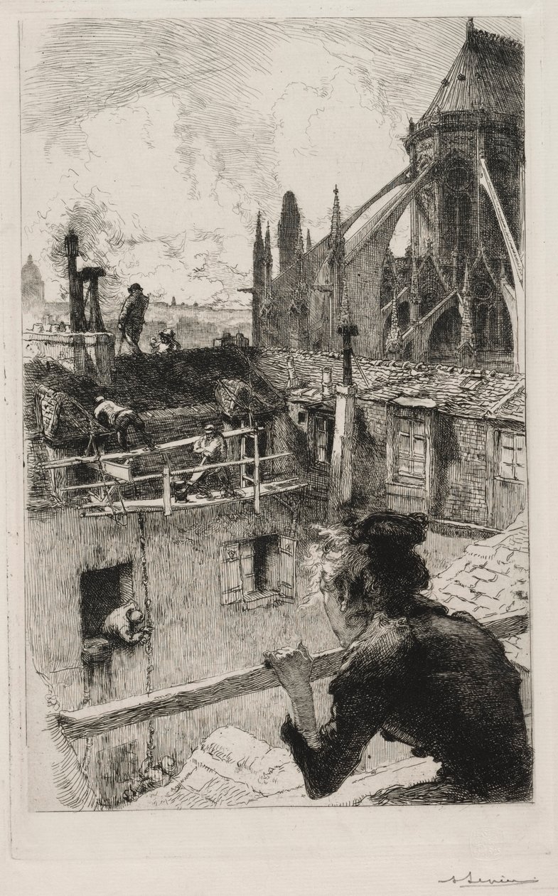 På hustakene nær Notre Dame av Auguste Louis Lepère