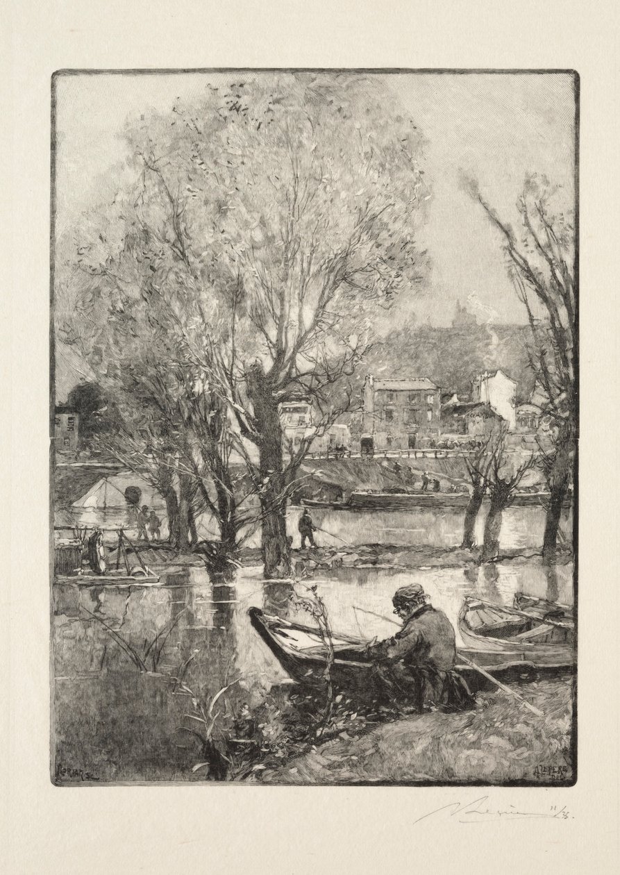 Et hjørne av Billancourt Island. av Auguste Louis Lepère