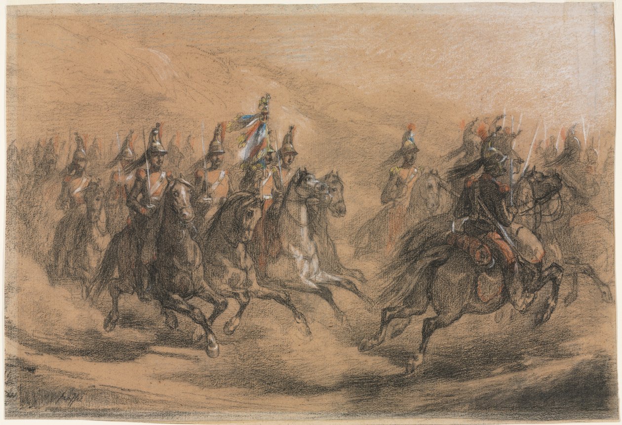 Cavalry Charge, ca. 1840. av Auguste Raffet