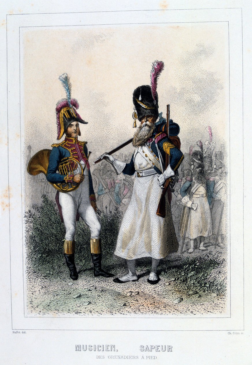 Musiker og sapper fra Grenadiers-à-Pied, 1859. av Auguste Raffet