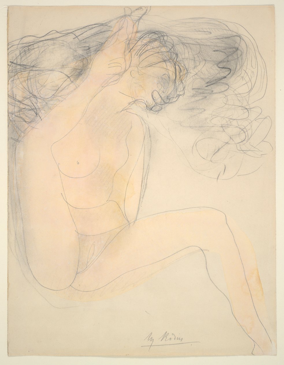 Naken - hæl på øret av Auguste Rodin