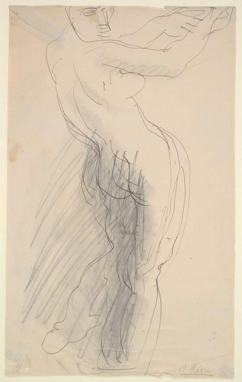 Stående kvinne naken, armene hevet av Auguste Rodin