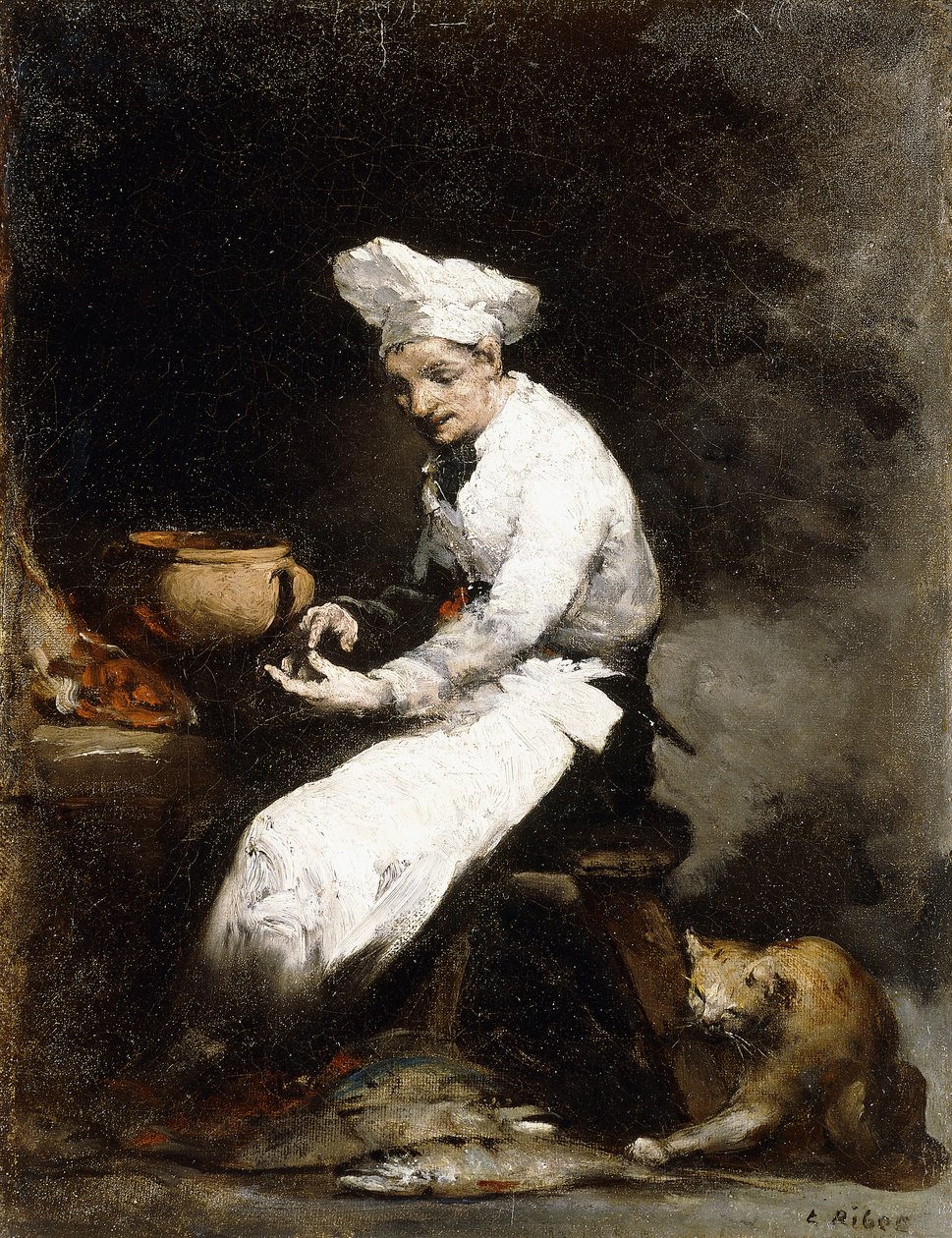 Kokken og katten, av Auguste Theodule Ribot
