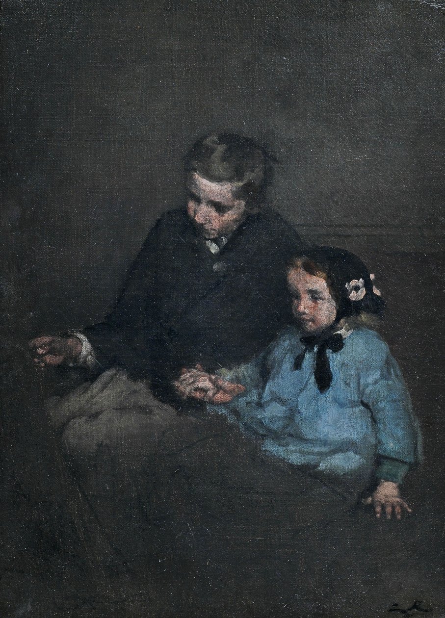 Søskenpar, som holder hender av Auguste Theodule Ribot