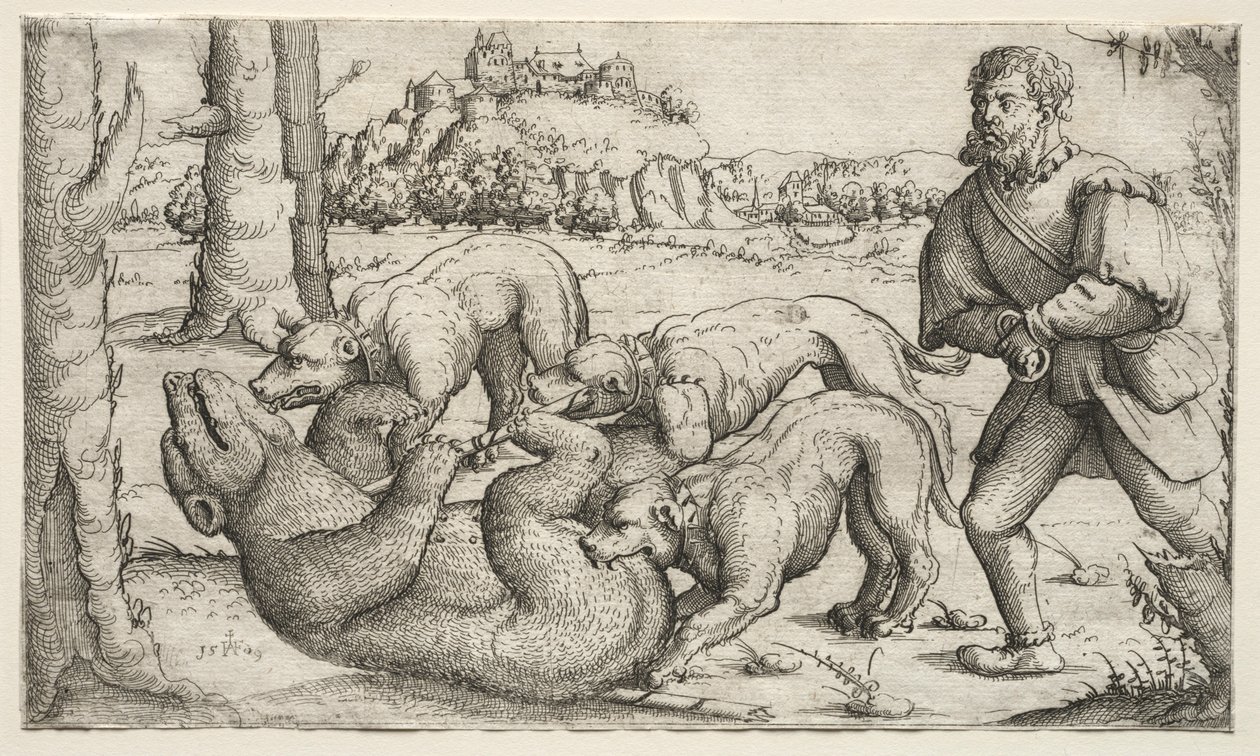 En bjørnejakt, 1569. av Augustin Hirschvogel