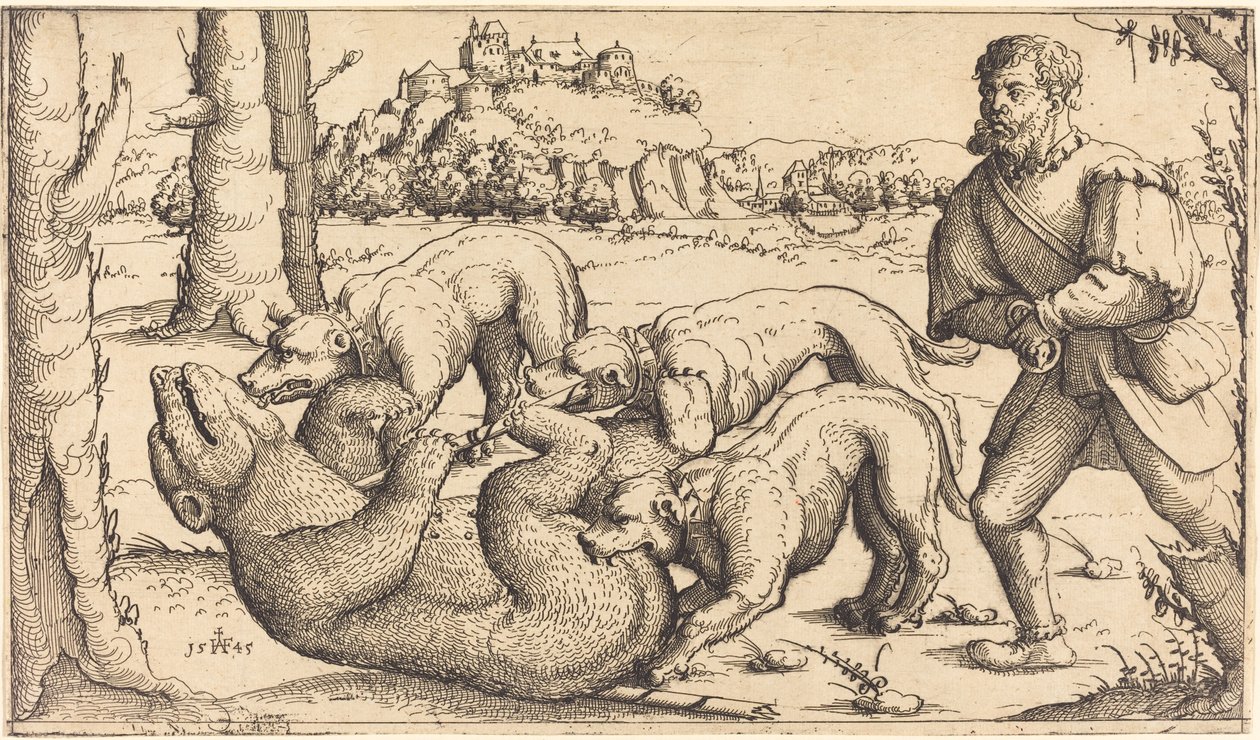 Bjørnejakt, 1545. av Augustin Hirschvogel