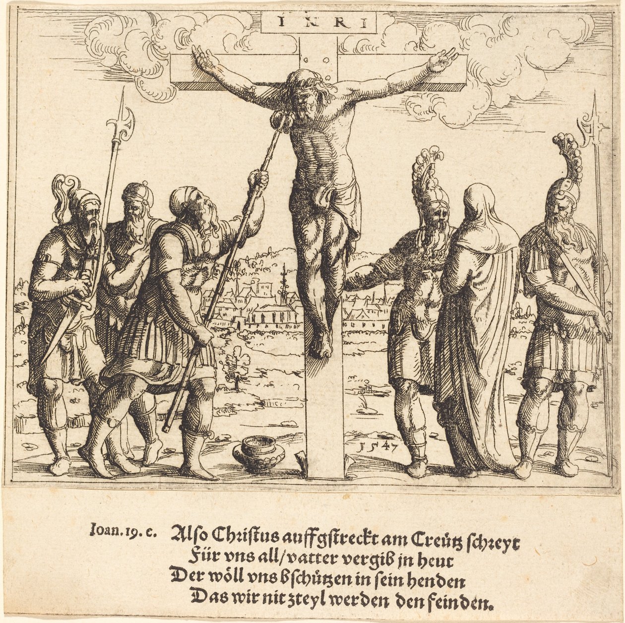 Kristus får eddik å drikke, 1547. av Augustin Hirschvogel