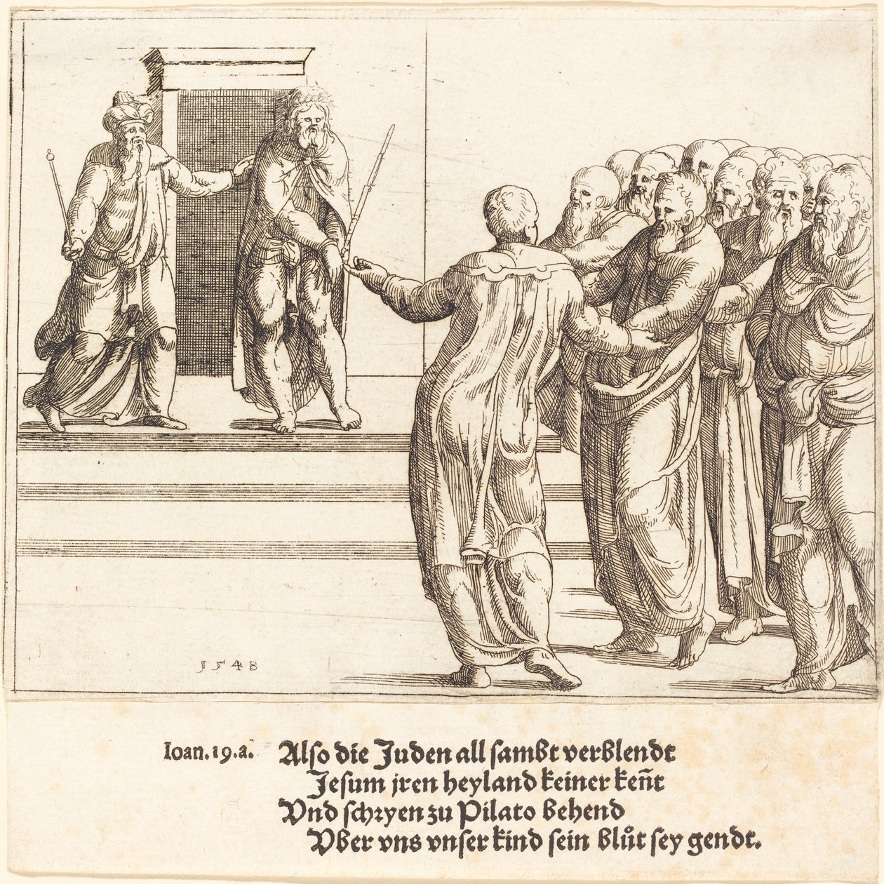 Ecce Homo, og jødene fornekter Kristus av Augustin Hirschvogel