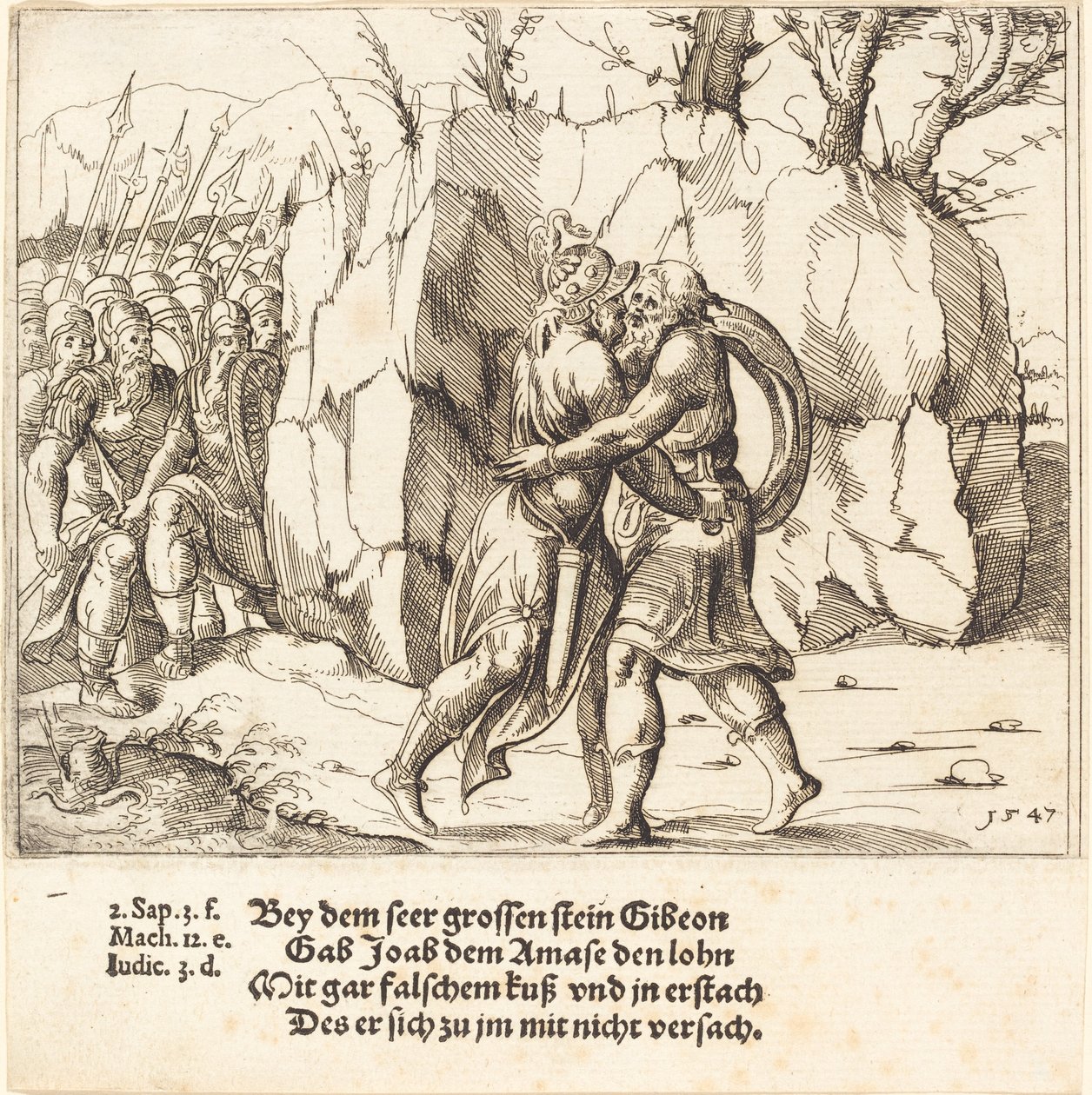 Joab forråder Abner, 1547. av Augustin Hirschvogel