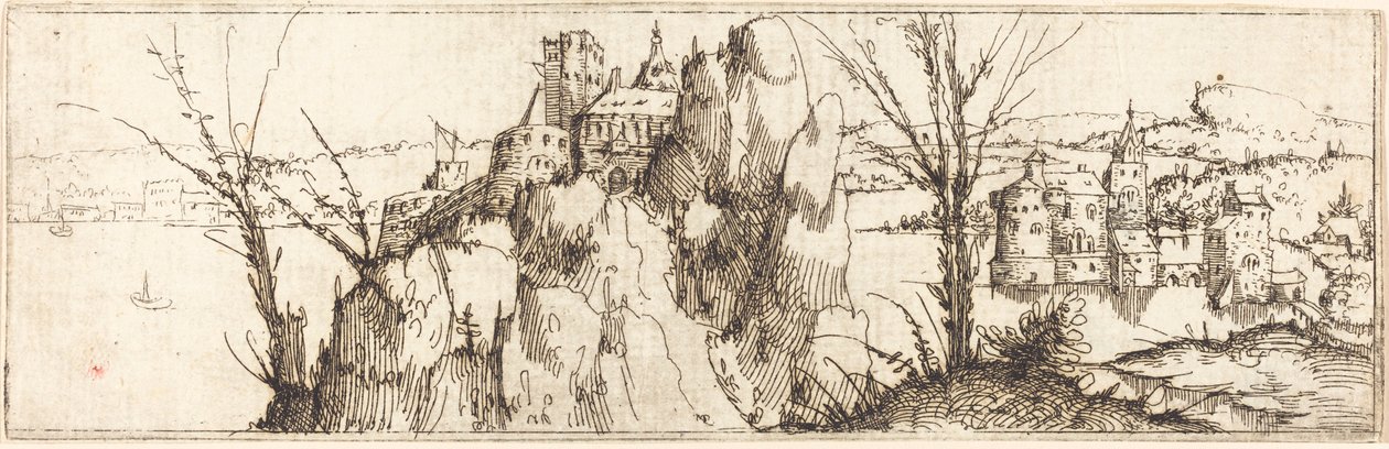 Landskap med en innsjø. av Augustin Hirschvogel