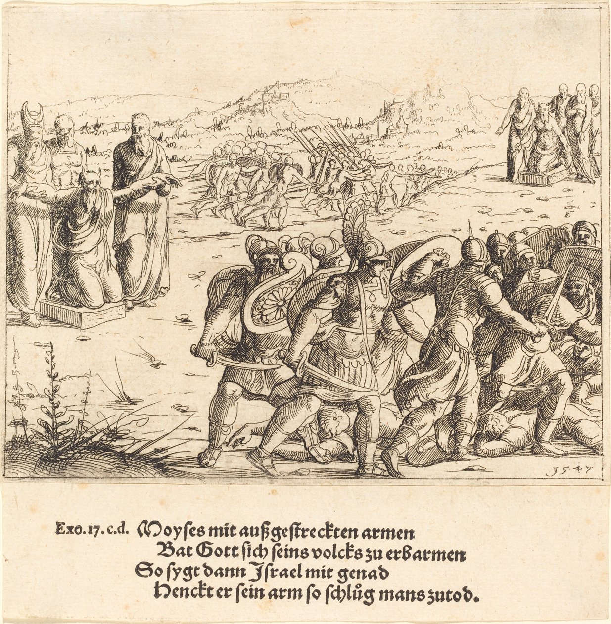 Moses med utstrakte armer, 1547. av Augustin Hirschvogel