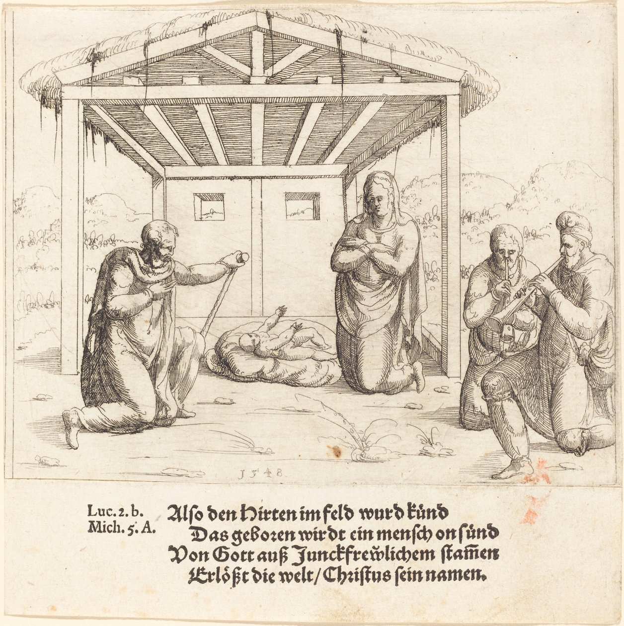 Hyrdenes tilbedelse, 1548. av Augustin Hirschvogel