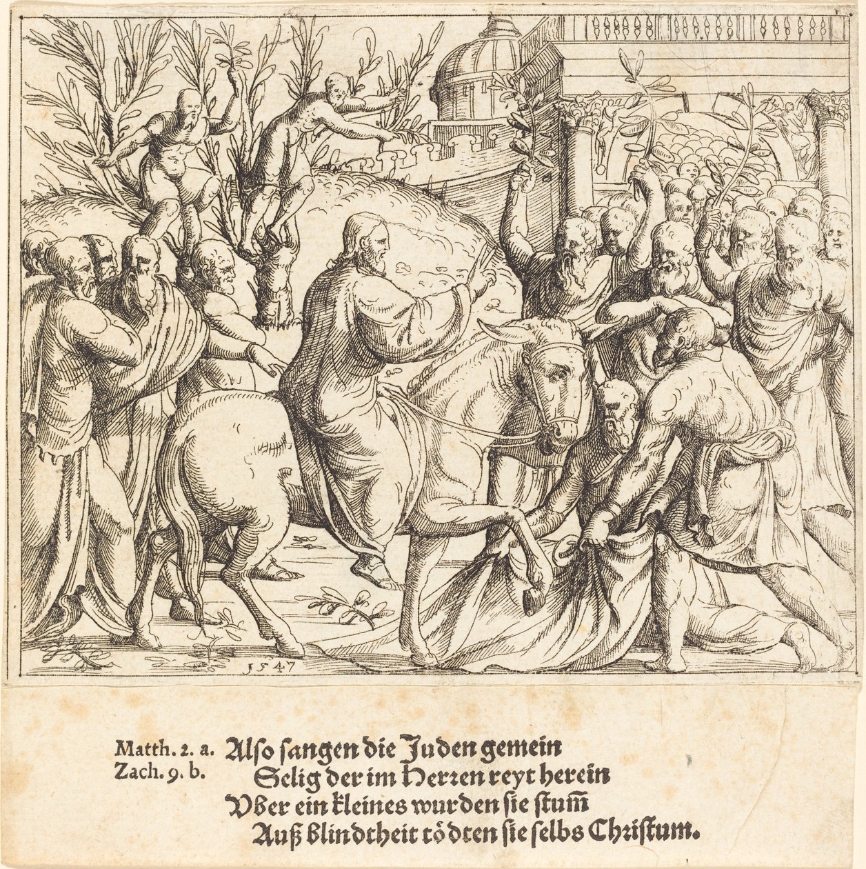 Inntoget i Jerusalem, 1547. av Augustin Hirschvogel