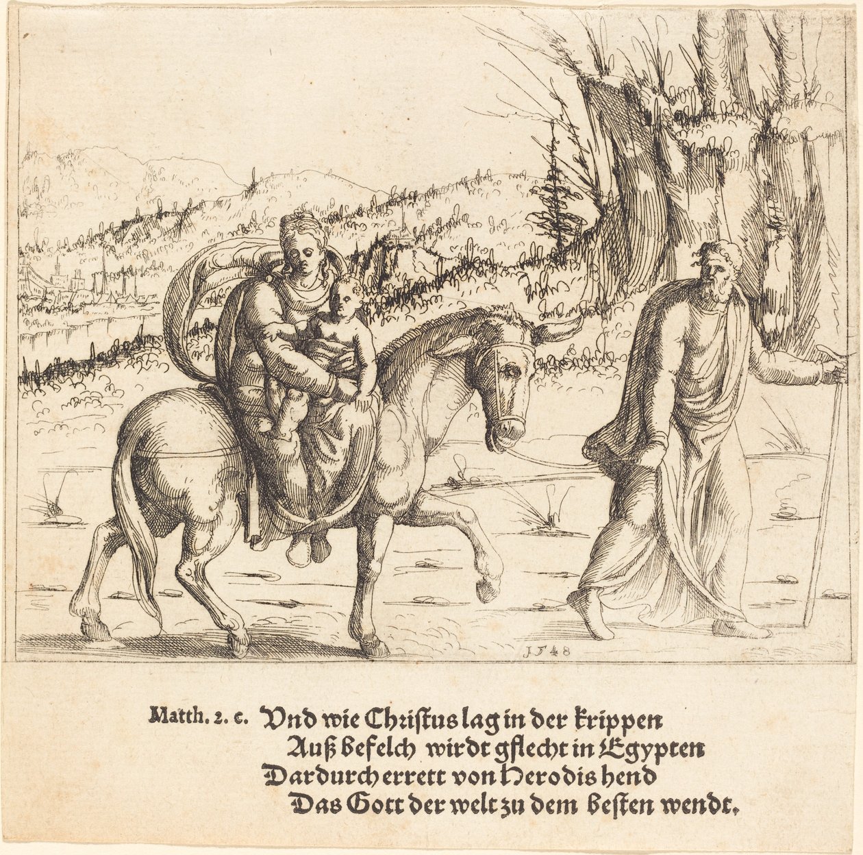 Flukten til Egypt, 1548. av Augustin Hirschvogel