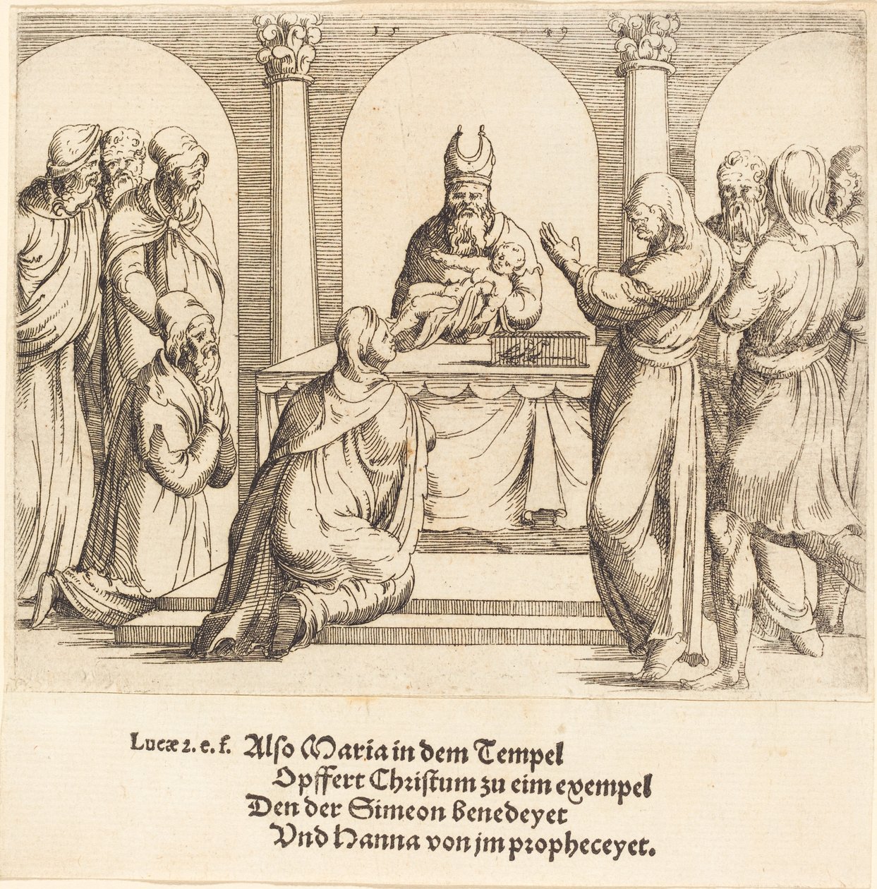 Presentasjonen i tempelet, 1549. av Augustin Hirschvogel