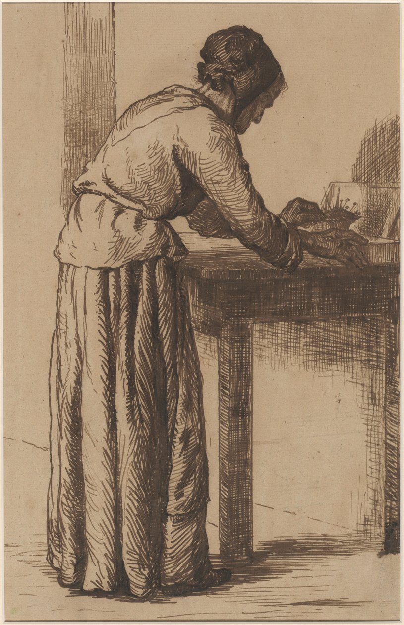 Gammel kvinne arbeider av Augustin Théodule Ribot
