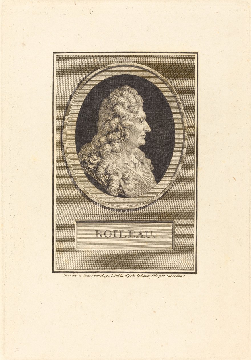 Despreaux-Nicolas Boileau av Augustin de Saint Aubin after François Girardon