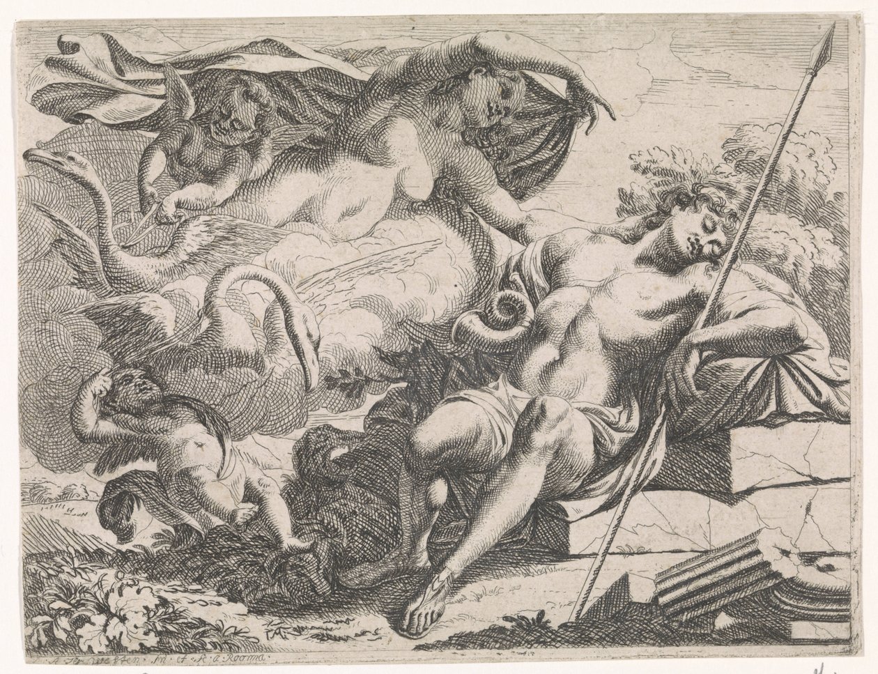 Venus ser på den sovende Adonis av Augustinus Terwesten (I)