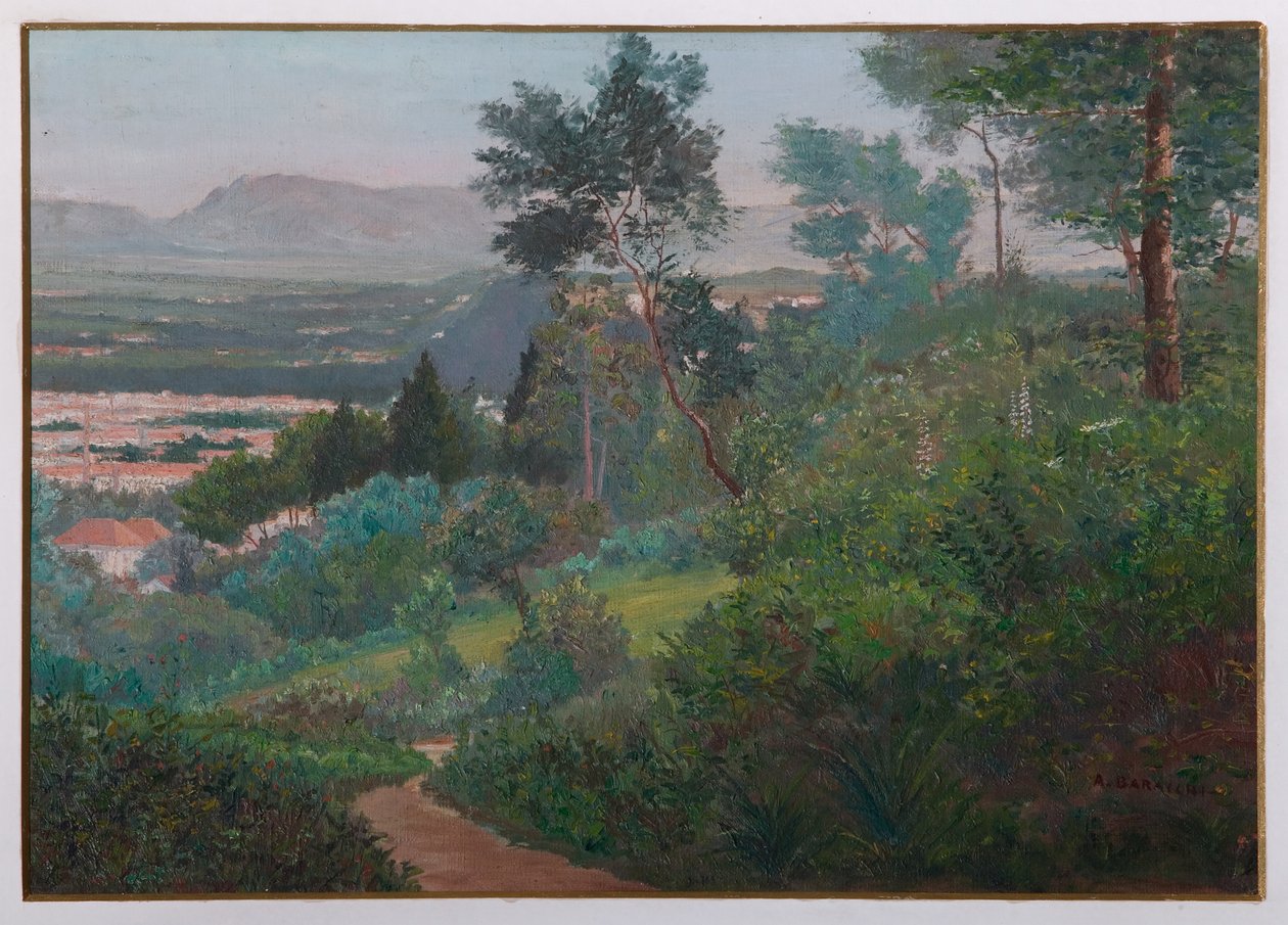 Utsikt over Vignola (olje på kryssfiner) av Augusto Baracchi