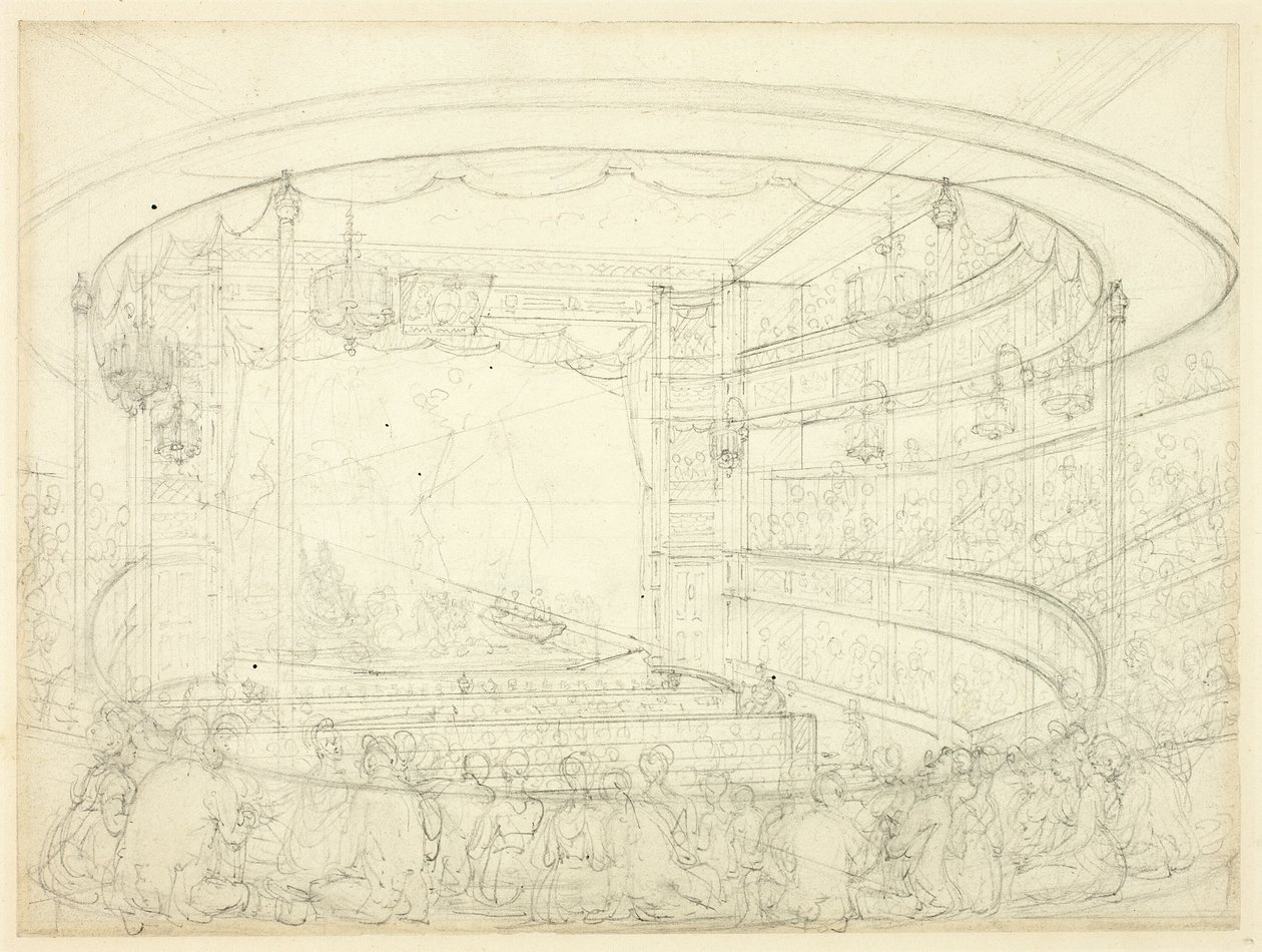 Studie for Sadlers Wells Theatre av Augustus Charles Pugin