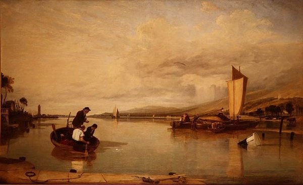 Dead Calm: Båter utenfor Cowes Castle av Augustus Wall Callcott