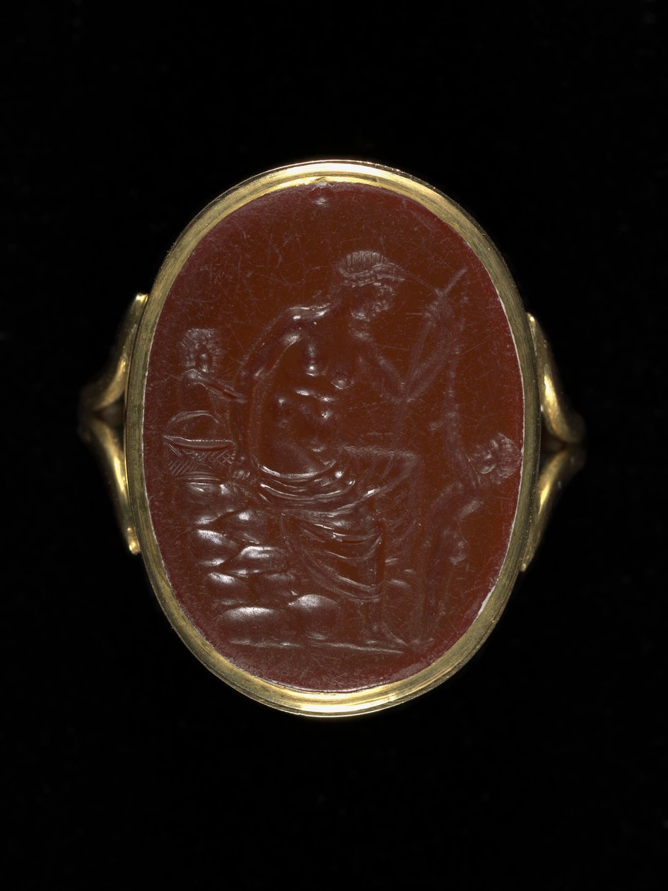 Ringstein som viser Afrodite, ca. 100-70 f.Kr. (karneol) av Aulos Aulos