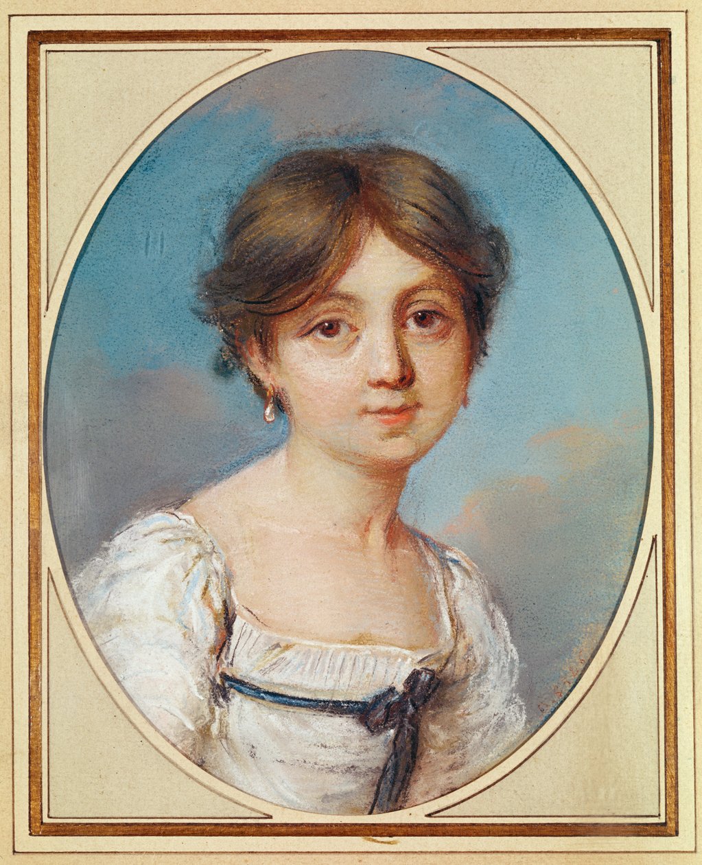Amandine Aurore Lucile Dupin (1804-76) som et barn, ca. 1809 (pastell på papir) av Aurore Dupin de Francueil