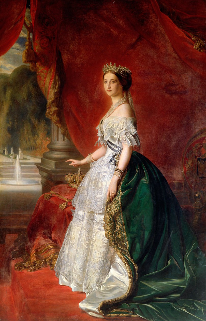 Portrett av keiserinne Eugenie av Frankrike (1826-1920) (se også 75383) (olje) av Austrian School