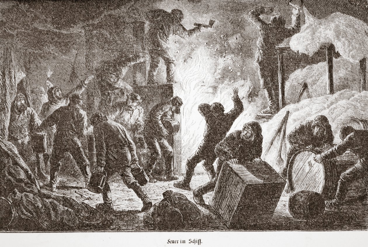 Brann om bord på skipet, 1876 av Austrian School