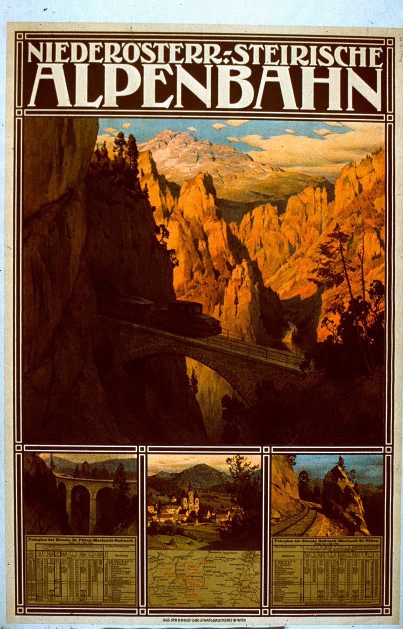 Plakat for Niederösterreich-Styrian Alpine Railway av Austrian School