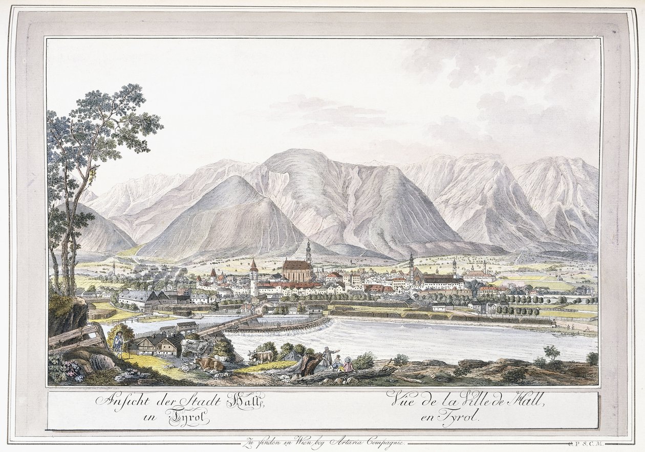 Utsikt over Hall in Tirol, 1779-1792 av Austrian School