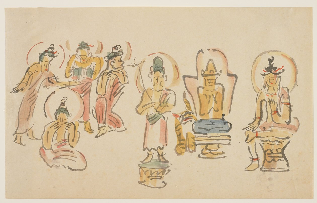 (Asakusa Kannon tempelkarikaturer A), ca. 1900 av Awashima Kangestu