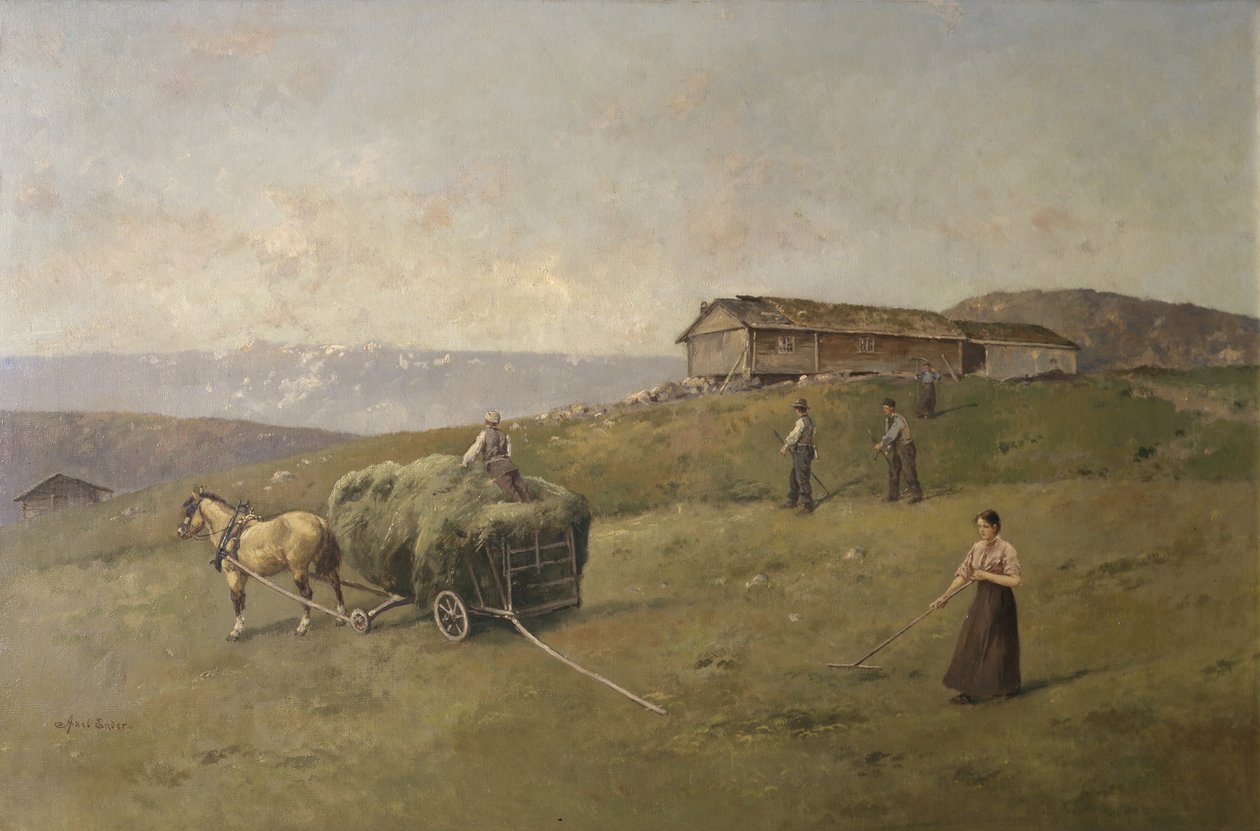 Driving Hay (olje på lerret) av Axel Hjalmar Ender