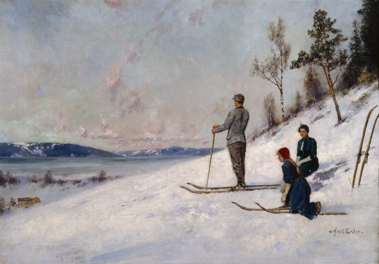 Skiløper (olje på lerret) av Axel Hjalmar Ender
