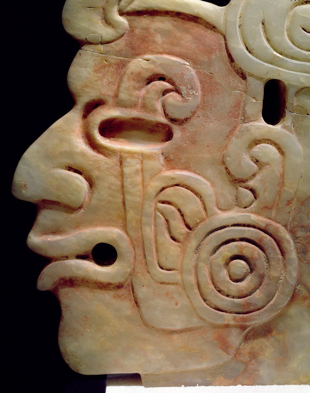 Profil av en mann med øredobber (polykrom onyx) av Aztec