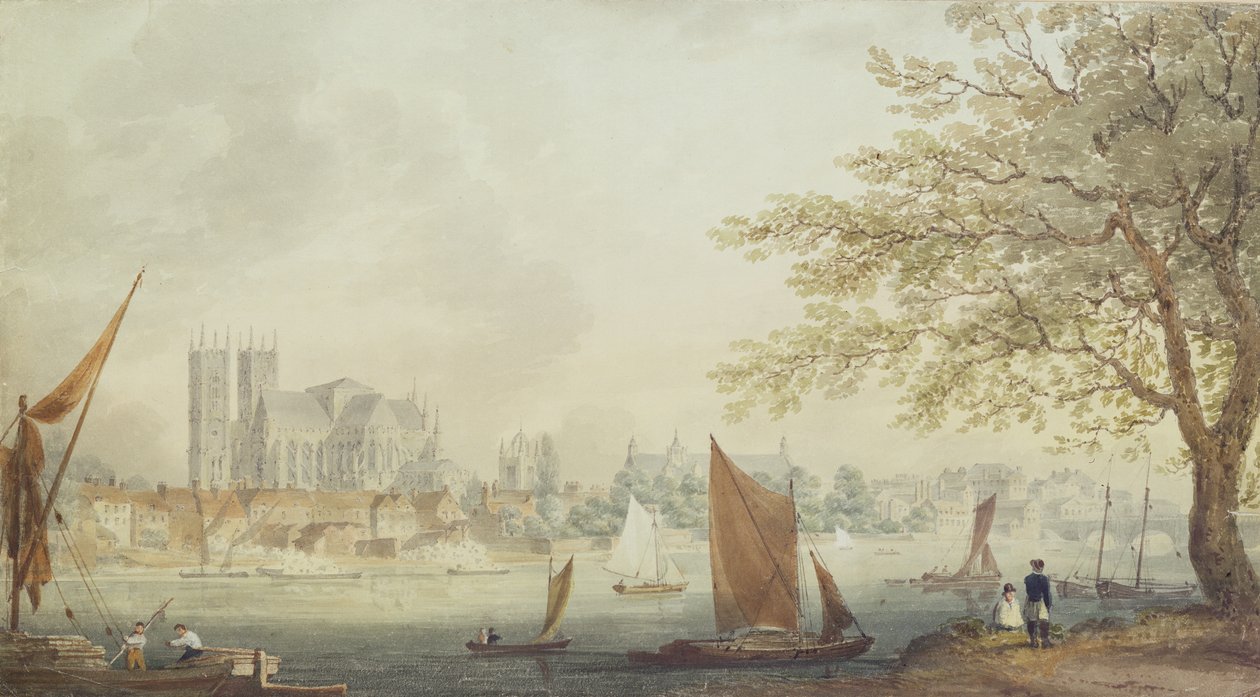 Fra Lambeth Walk, 1792 (akvarell på papir) av B.W. Turner