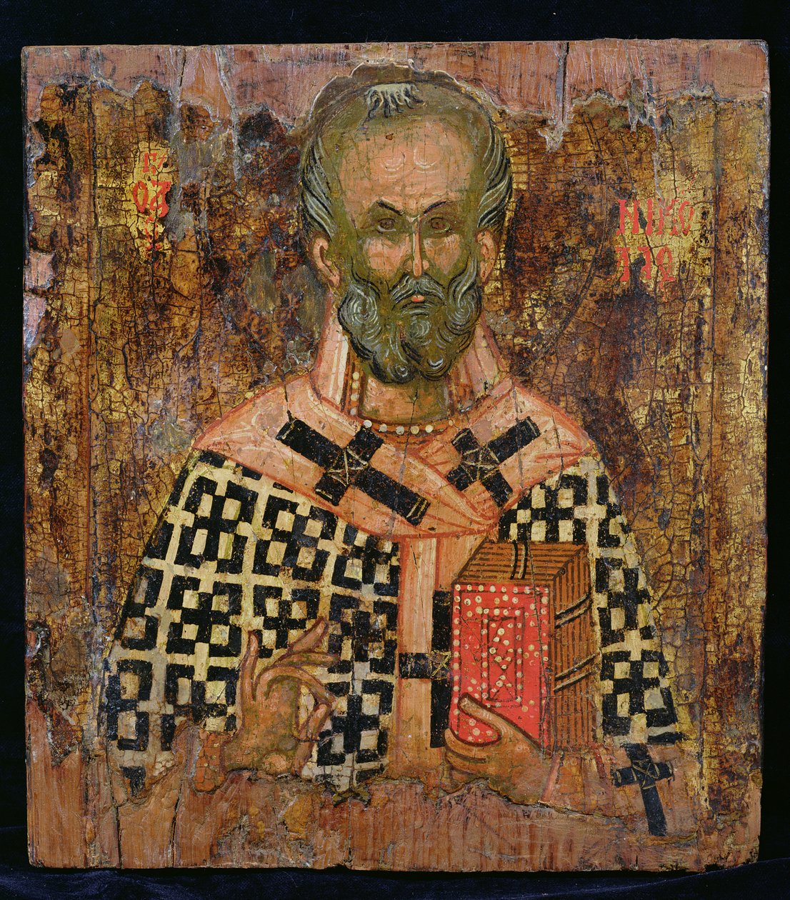 St. Nicholas (tempera på panel) av Balkan School